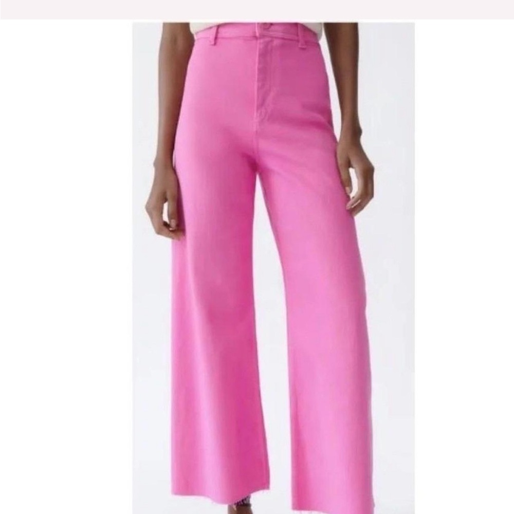 Zara pink wide leg jeans Size 4